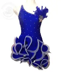 Новый латинский Танцевальный костюм сексуальные старший спандекс алмаз латинские танцы платье для женщин танцевальная конкурс платья S-4XL