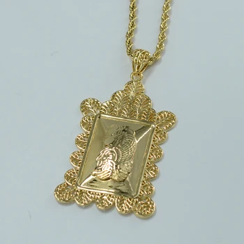 

Anniyo Big Pendant Necklaces Islamic Religion Jewelry Women Men Gold Color Arab Islam Middle Eastern #001311