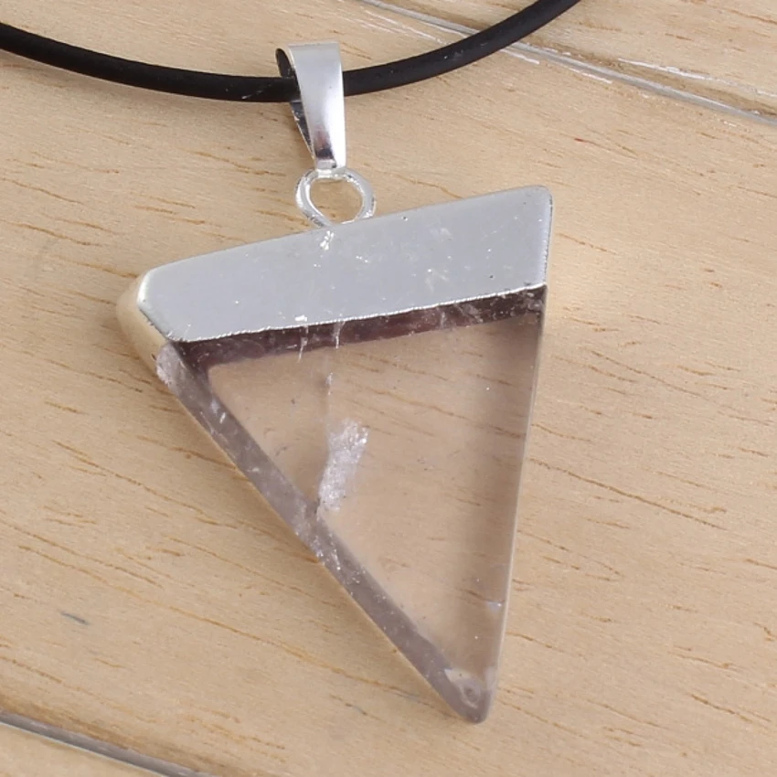 

Kraft-beads Simple Style Silver Plated Natural Rock Crystal Quartz Triangle Pendant Fashion Jewelry