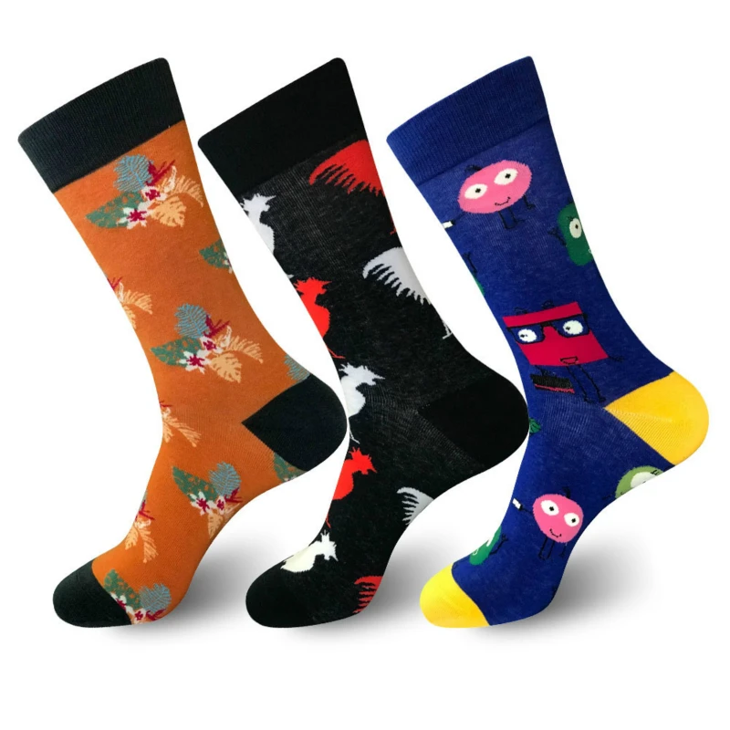PEONFLY chicken FLOWER hip funny Winter New Pattern ManWill Personality Tide In Canister Male happy Socks Autumn Christmas Gift | Мужская