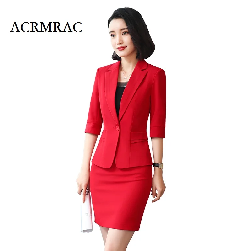 

ACRMRAC Women Spring and summer 2018 New Formal wear Half sleeve Slim Solid color jacket skirt Slim OL Formal Business skirt Sui