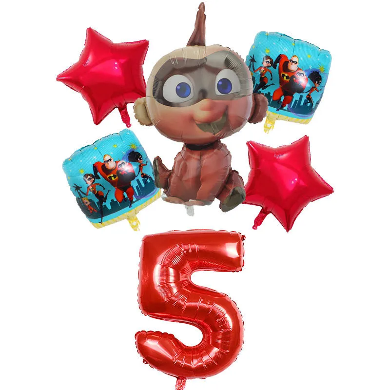 6 шт./лот Суперсемейка 2 воздушный шарик на день рождения ребенка вечерние украшения Джек майлар 30 дюймов фольга гелиевый номер воздушный шар игрушки для детей - Color: Burgundy