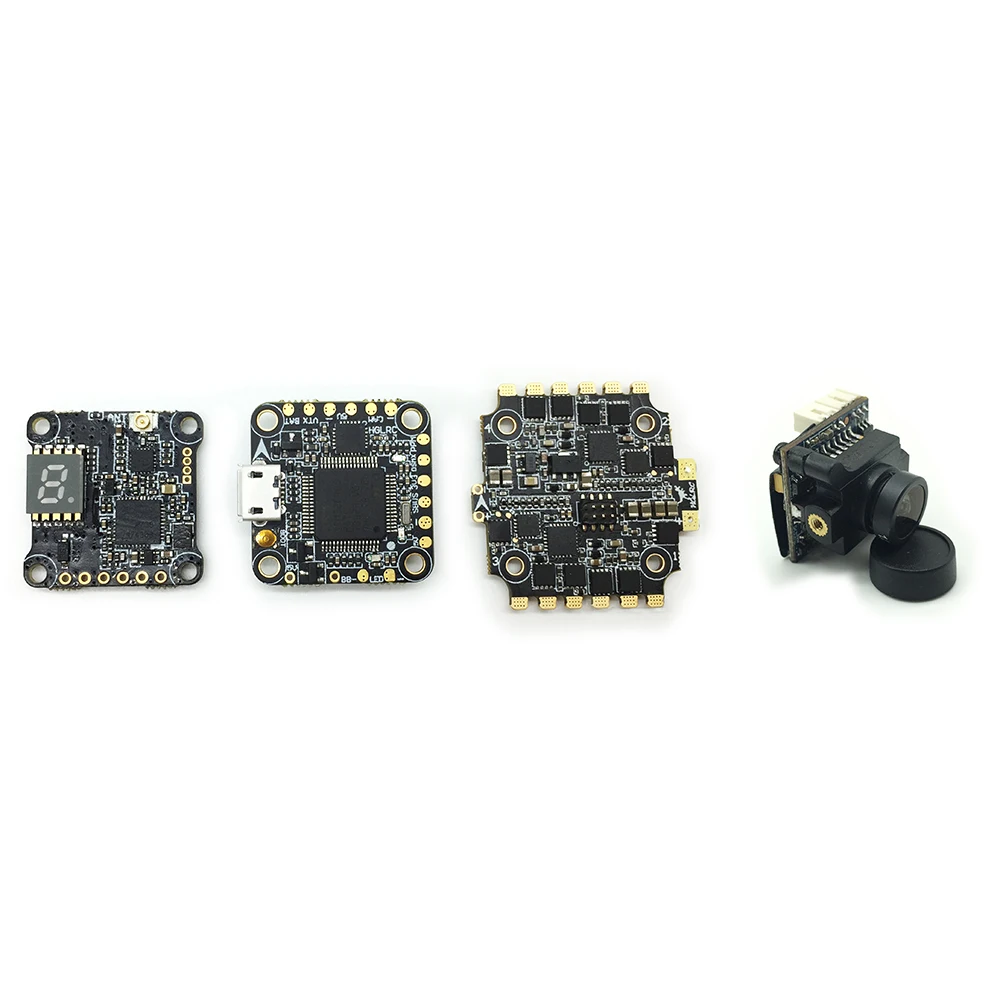 

HGLRC XJB F438-TX20.V2-ELF F4 Flight Controller OSD 4in1 38A Blheli_S ESC 5.8G FPV Transmitter 600TVL Camera for RC Racing Drone