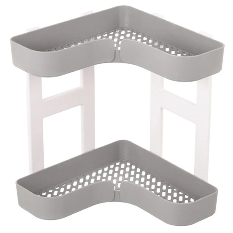 

Double Layers Corner Storage Rack Bathroom L Shape Cosmetic Storage Shelf Kitchen Organizer