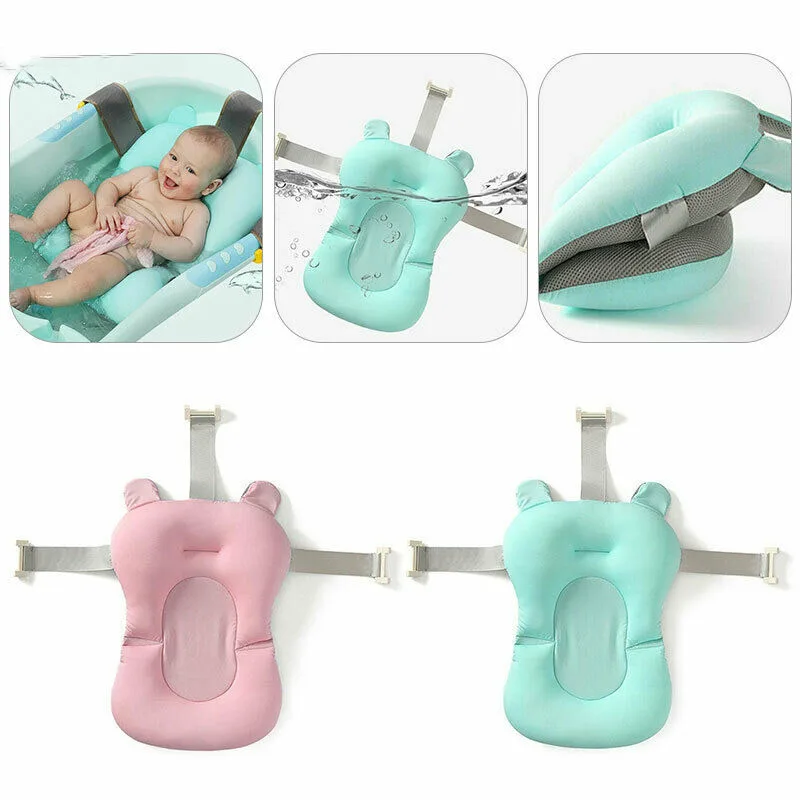 

2019 Cartoon Portable Baby Shower Bath Tub Pad Newborn Safety Security Bath Support Cushion Foldable Soft Non-Slip Bathtub Mat