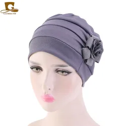 New Flower Ruffle Chemo Hat Turban Headband Scarf Beanie Cap for Cancer Patient