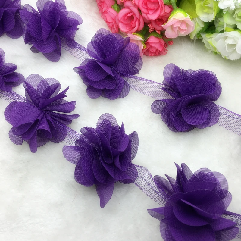 1 ярд кружева цветок шифон свадебное платье свадебная ткань кружево отделка DIY Детская резинка для волос