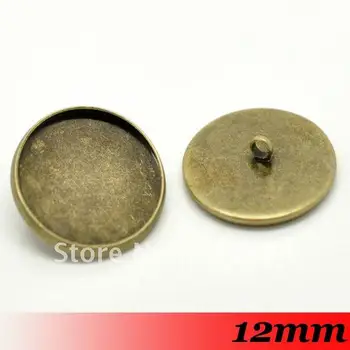 

Free ship! Bulk 500piece Antique bronze 12mm Round Back button blanks cameo cabochon setting base