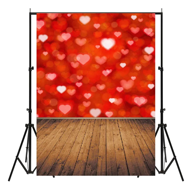 

3X5ft Vinyl Wooden Red Love Photography Background Studio Backdrop Photo Prop Bright Color Rich Patterns