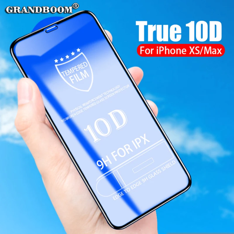 

10D Anti-fingerprint Protective Tempered Glass For iPhone 11 Pro Max XS XR X 8 7 6 6S Plus Curved Edge Film Screen Protector