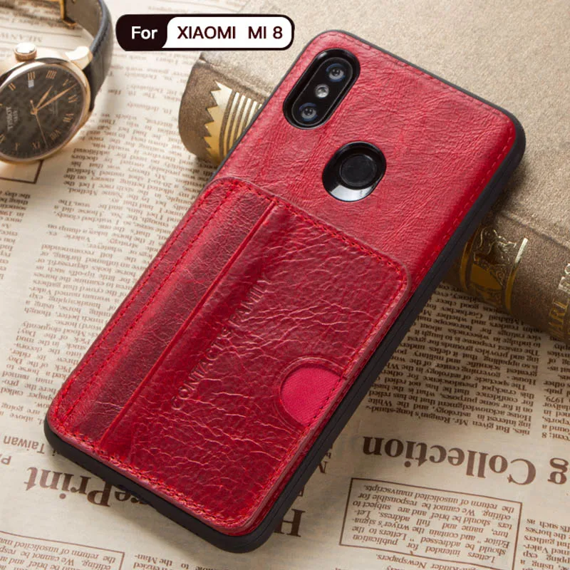 For Xiaomi 8 iPhone 8 Huawei P20 Samsung Galaxy S9 Case Cover CONTACTS FAMILY Genuine Leather Luxury Wallet Case Back Cover xiaomi leather case chain Cases For Xiaomi