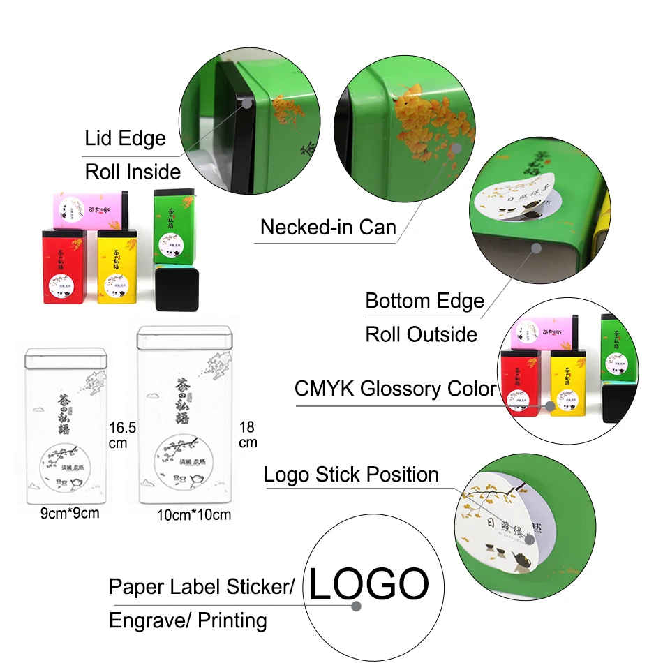 Xin Jia Yi упаковка большая жестяная банка квадратной формы зеленый чай пустая жестяная банка пользовательских 10 унций Жестяная Банка контейнер