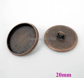 

20mm Antique Copper Plated Blank Bases Round Circle Bezel Cabochon Settings Caps Buttons Back Loop Findings Wholesale