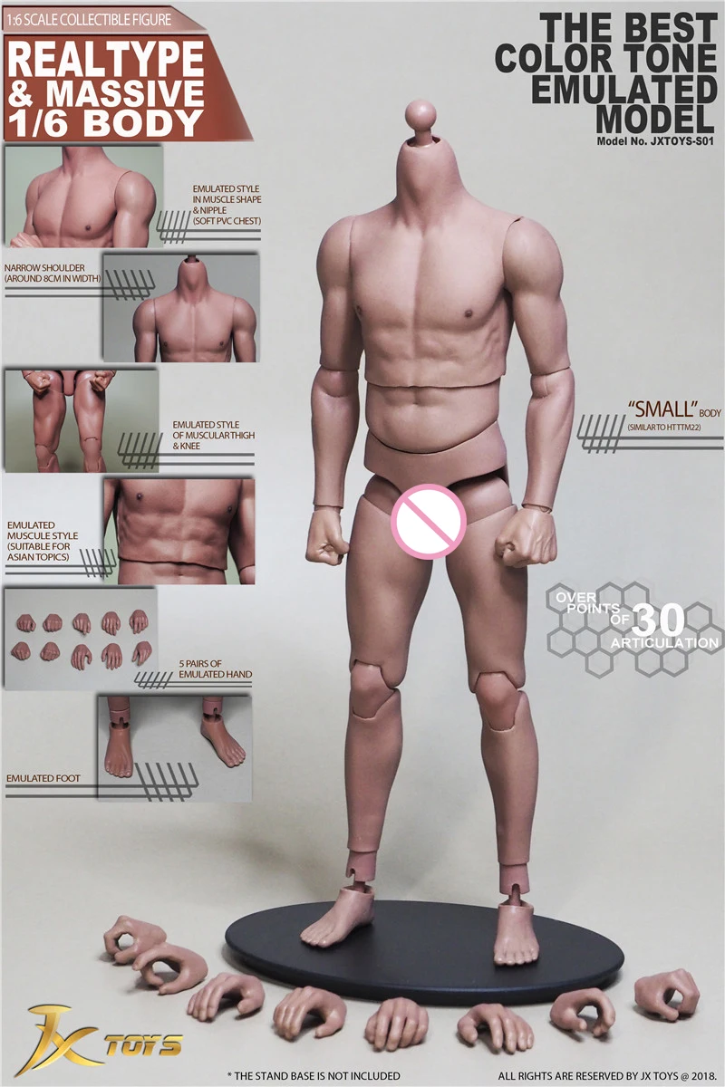 1//6 Scale Custom Accessories Narrow Shoulder Male Body for Action Figure DIY