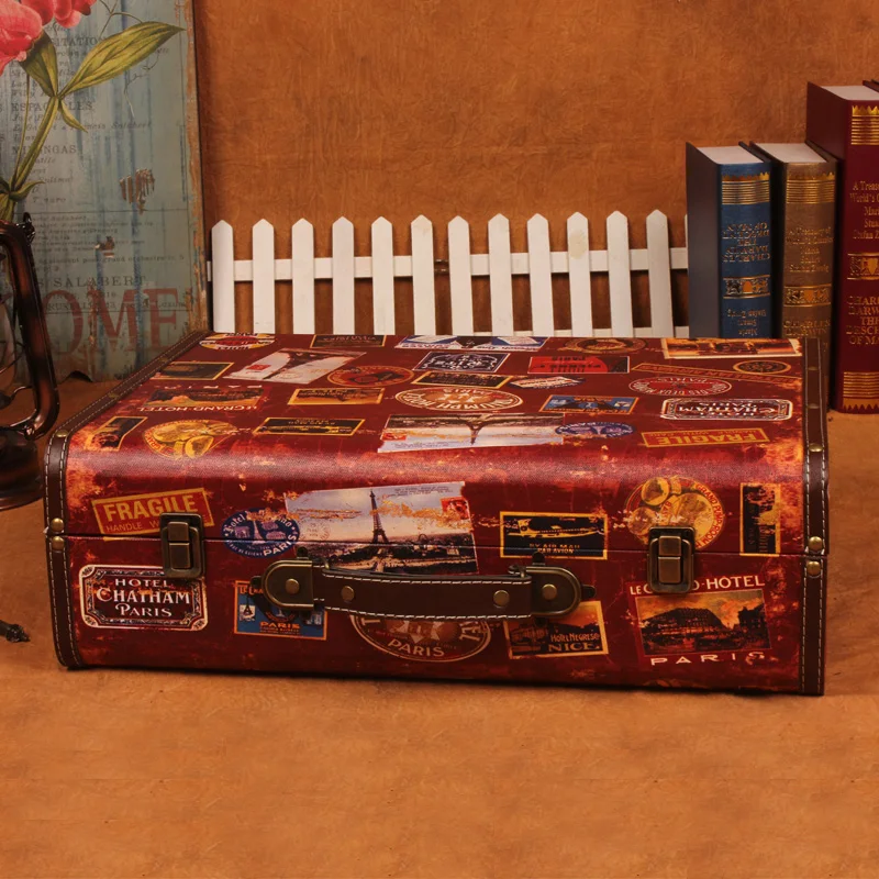 Европейский ретро чемодан ручной работы деревянная коробка для хранения винтажная коробка украшение дома съемка коробка для хранения реквизит фото реквизит