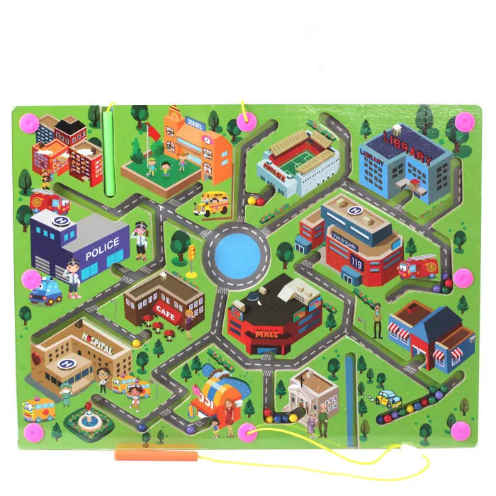 Магнитные игрушки большого размера, деревянная головоломка для детей, обучающие игры для раннего обучения, деревянная игрушка, Интерактивная настольная игра, детский подарок, 1 кг - Цвет: City Road