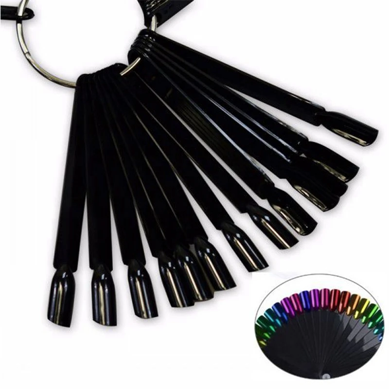 

1 Set 50 Tips False Nail Art Tips Display Fan Designs Transparent Nature Black Color Training Palette Nails Tools #TDS-03-3