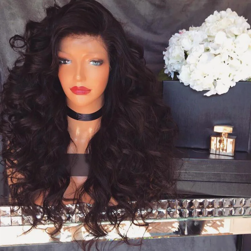 

180% Density Thick Full Lace Wigs Peruvian Loose Body Wave For Black Women Curly Virgin Hair Front Lace Wigs Natural Hairline