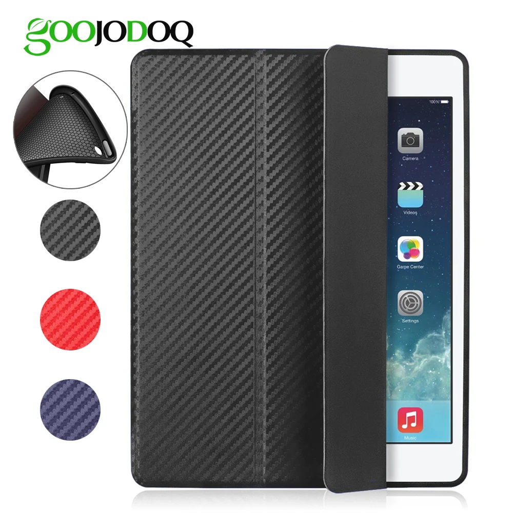 GOOJODOQ для Apple iPad Pro 9 7 чехол из углеродного волокна Тонкий флип Фолио силиконовый