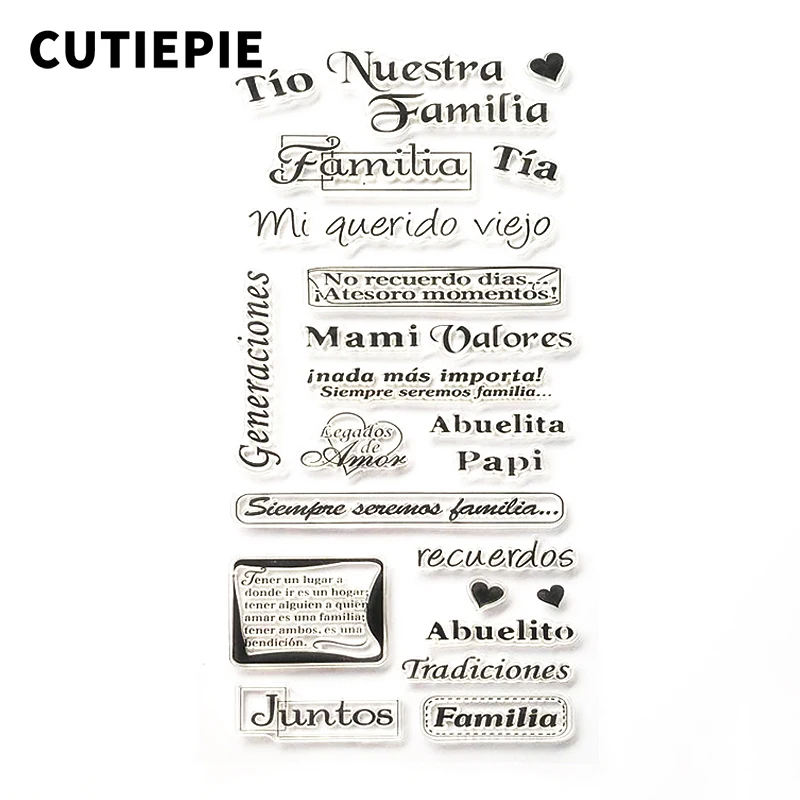 

Romantic Heart with Words Transparent Clear Stamps DIY Silicone Seals for Scrapbooking/Card Making/Photo Album Stencils Sheet