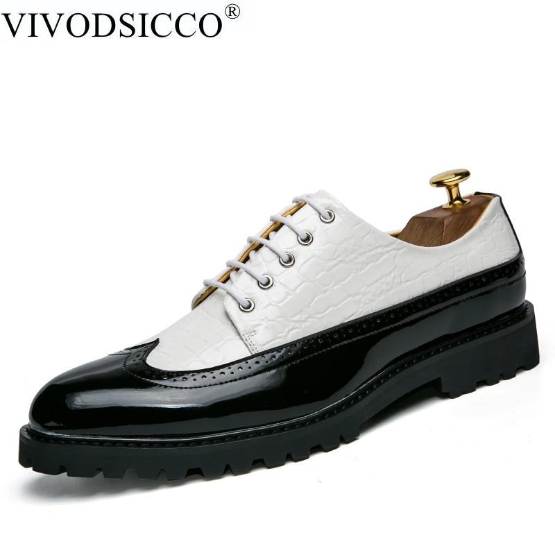VIVODSICCO Fashion PU Leather Men Dress Shoes Pointed Toe Bullock Oxfords Shoes For Men, Lace Up Designer Luxury Men Shoes VIVODSICCO Fashion PU Leather Men Dress Shoes Pointed Toe Bullock Oxfords Shoes For Men, Lace Up Designer Luxury Men Shoes