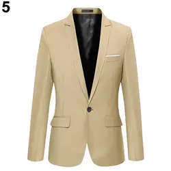 Для мужчин мода Slim Fit формальный одна кнопка костюм Блейзер Пальто Куртка Верхняя одежда, Топ