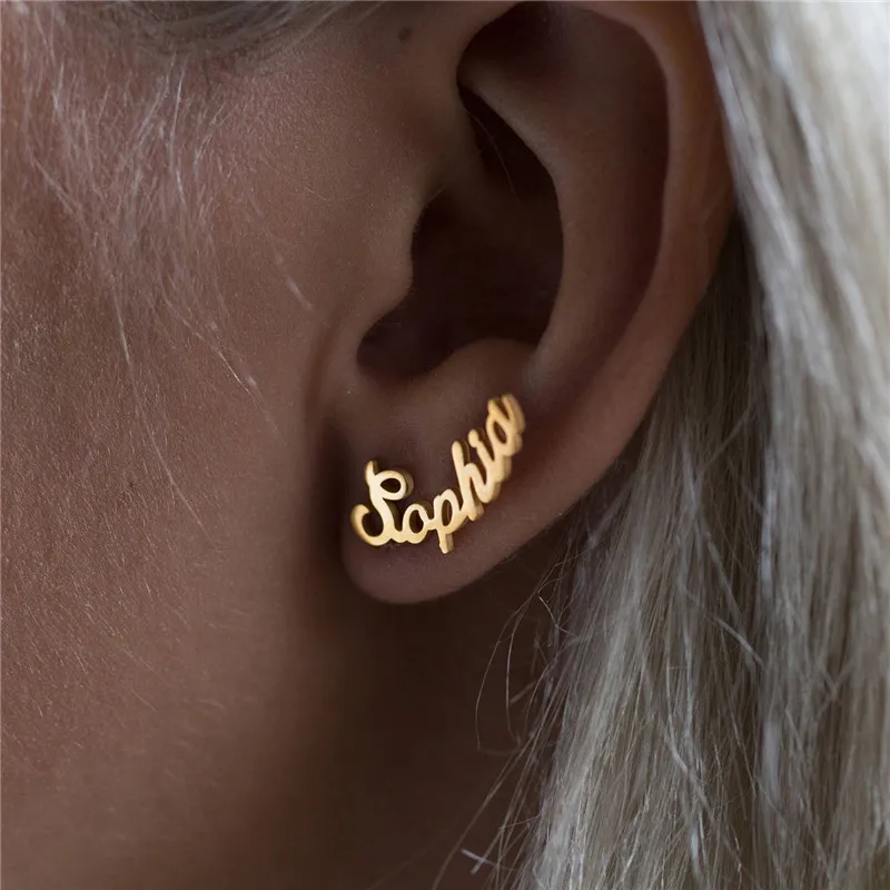 

Name Earrings Personalized Custom Earring Gold Stud Earrings for Women Girl Girlfriend Special Jewelry 925 Silver Earings