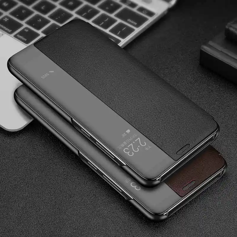 

Genuine Leather Case For Huawei Mate 10 Pro Case Intelligent Cover Flip Coque For Huawei Mate 10/10 Pro Case With Window Display