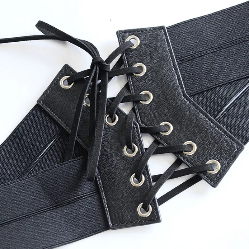 Новый черный лук раза эластичный пояс сексуальная женщина ремень широкие женские ремни панк модное платье резинка леди для джинсы