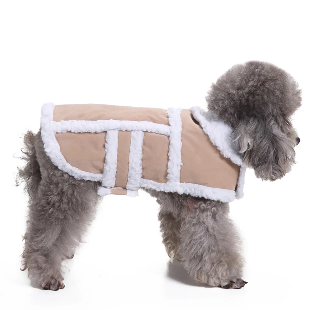 

Dog Clothes Winter Warm Padded Thickening Imitation Deer Leather Jacket Dog Costumes For Small Medium Large Dogs Clothing