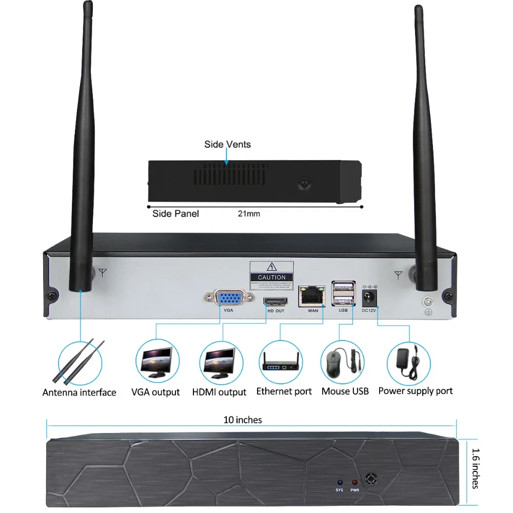 6CH a due vie audio colloquio HD Wireless NVR Kit P2P 1080P Indoor Outdoor Visione Notturna di IR d