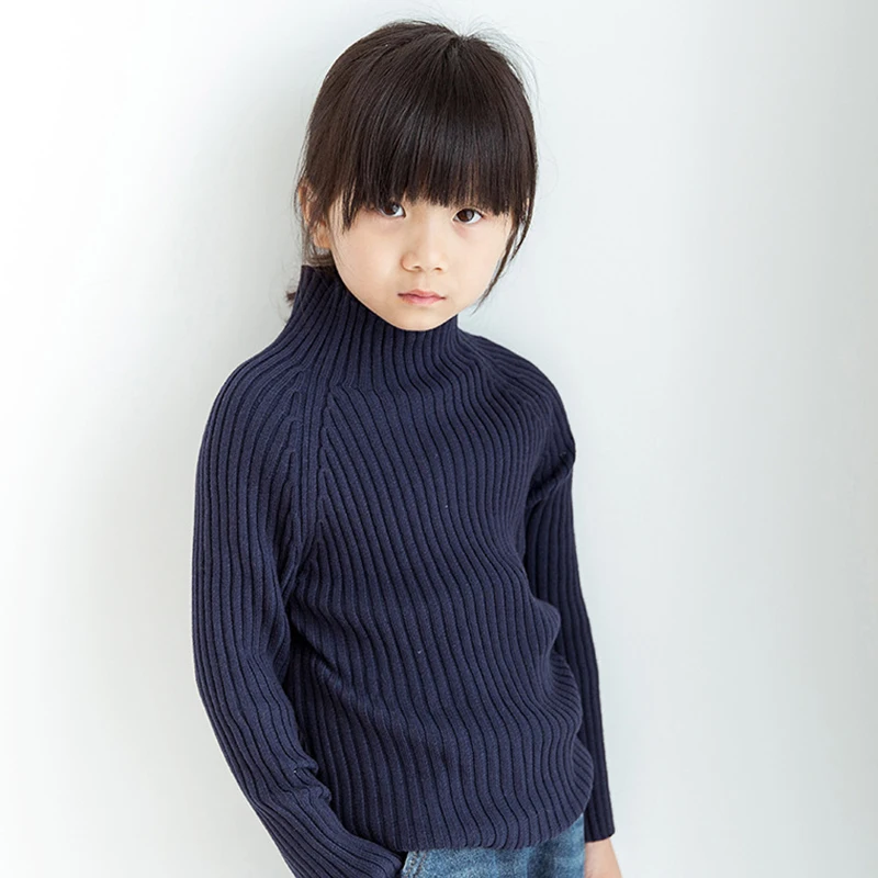 Осенний вязаный свитер в рубчик для маленьких девочек, детская одежда, пуловер для девочек 1-9 лет, свитера для девочек, однотонные свитера ярких цветов для мальчиков