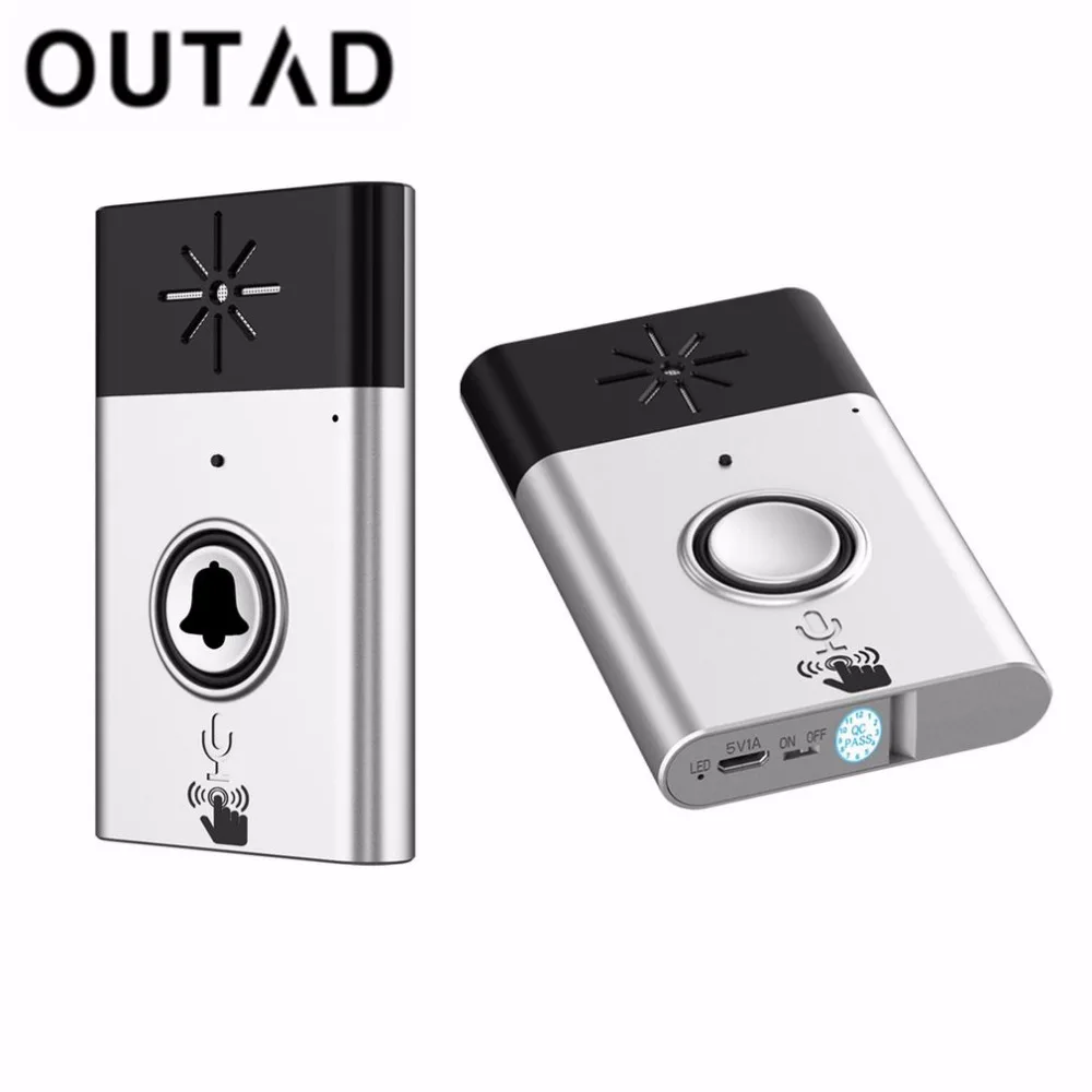 

OUTAD Wireless Doorbell Voice Intercom 300m Distance Remote Control Distance Outdoor Transmitter Indoor Receiver Home Security
