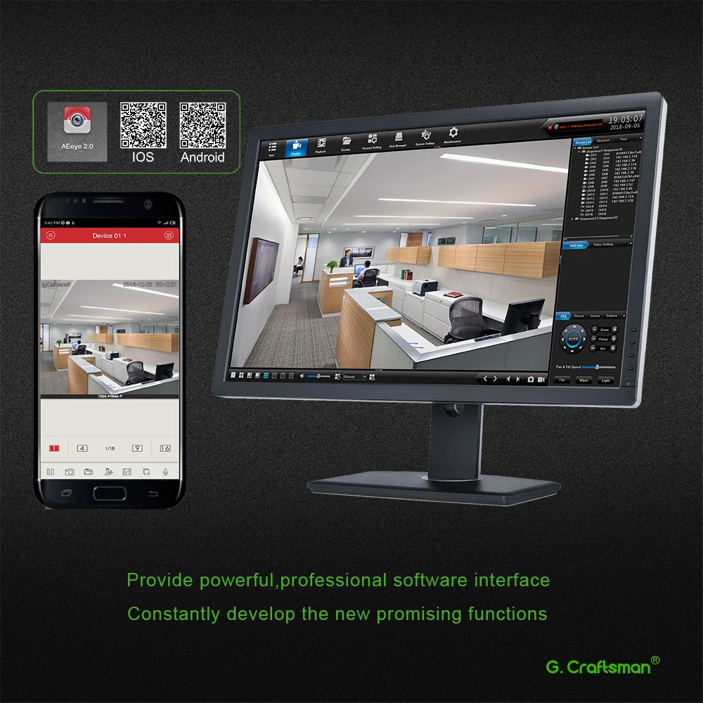 16ch 2MP H.265 NVR Network Video Recorder 1080P 1 HDD 24/7 Recording IP Camera Onvif 2.6 P2P Securi