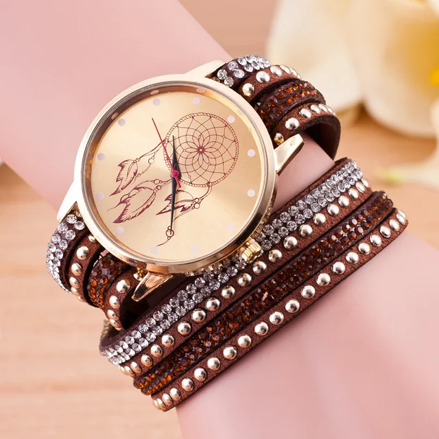 Fashion crystal Dreamcatcher Friendship Montre Femme Bracelet watch Women Handma Fashion crystal Dreamcatcher Friendship Montre Femme Bracelet watch Women Handma