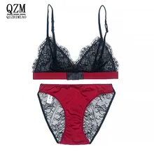 QIZHIMIAO модный прозрачный сексуальный комплект с бюстгальтером плюс размер женский кружевной ультра-тонкий бюстгальтер наборы дамское нижнее белье красный комплект нижнего белья