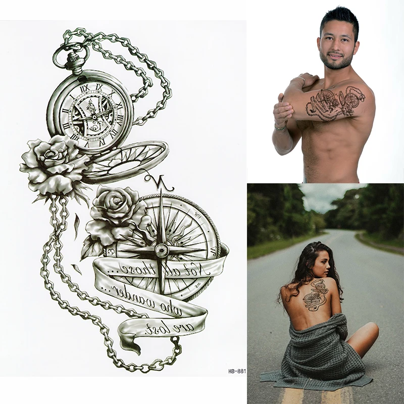 Компас временная татуировка-ветер Роза компас роза водонепроницаемый мужские женские дети