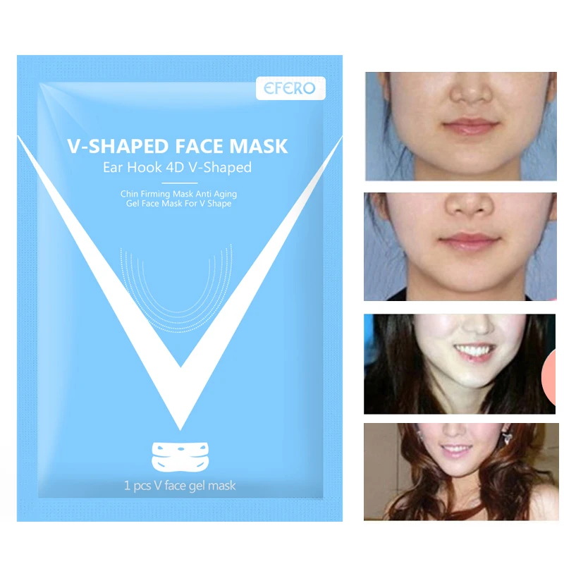 Dropship Efero 4D Double V Face Shape Tension Firming Mask Paper Slimming Eliminate Edema Lifting Firm Thin Masseter Face 1~6PCS