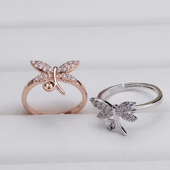 

Dragonfly Ring Mountings Base Findings, Adjustable Ring Jewelry Setting Parts Fittings for Akoya Edison Pearls Jade Coral Beads