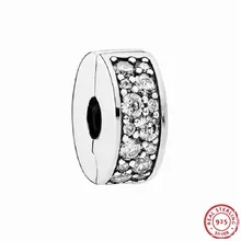 Прозрачная CZ яркая элегантность браслет-бусы для женщин Изготовление ювелирных изделий DIY Fit PANDORA Подвески Серебро 925 CL011C