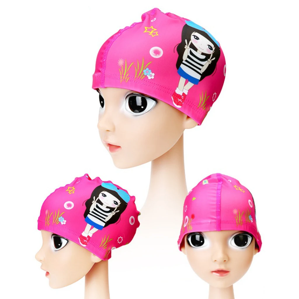Girl Boy Cartoon Swimming Hat UV Protection Quick-Dry Swim Pool Caps with Cute Girls Elephant Print Kids Watersports Bath Beach