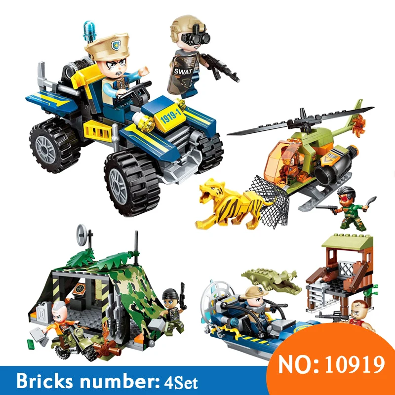 

ENLIGHTEN 1919 Cross-country Move Fortress Helicopter Small Grain Assembling Spelling Insert Building Blocks Toys For Children