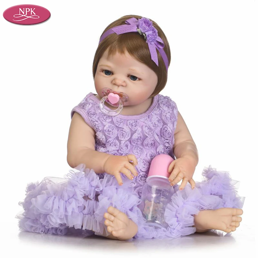 NPK Reborn Baby Doll Toys Full Body SIlicone Lifelike Purple Girls Reborn Babeis Dolls Bathe Toys Bebe Gift Girl Kids Bonecas (4)