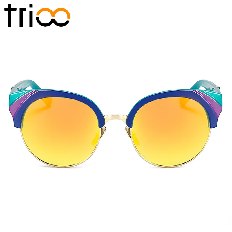 TRIOO Multi Color Sunglasses Women Rainbow Style Shades Fashion Round