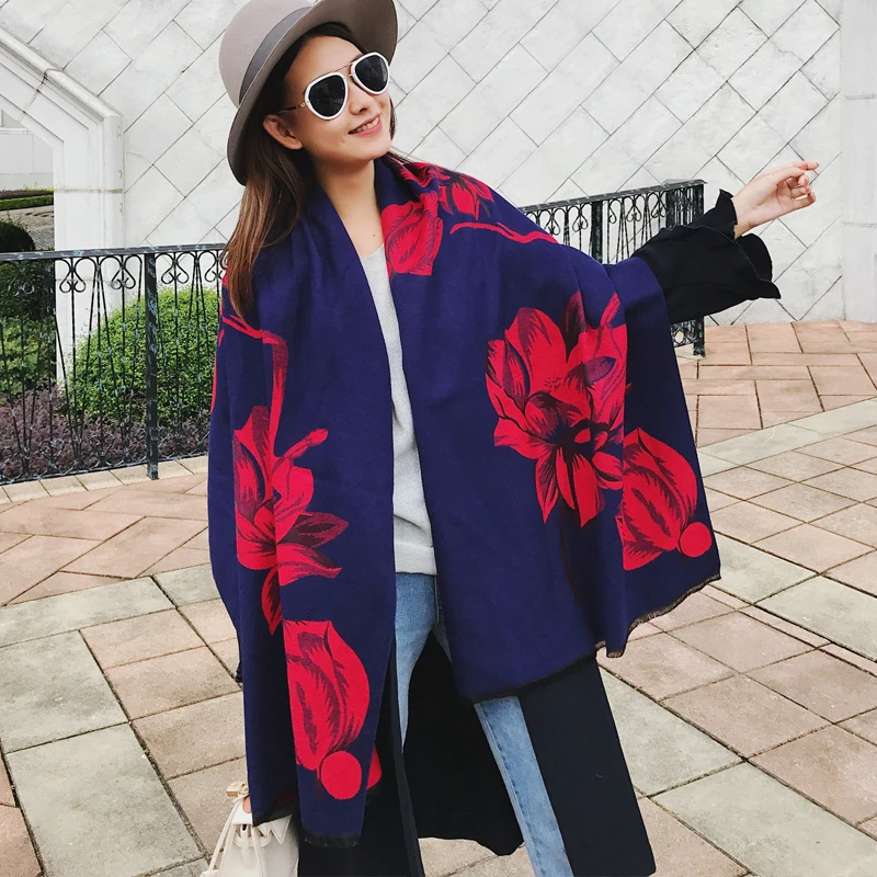 Hot Wool Winter Women Scarf Fashion Autumn Cotton Poncho Capes Warm female rainbow Striped tassel knitted Shawls soft Pashmina