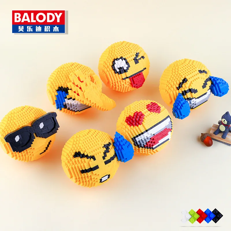 

Balody Mini Blocks Cute Smile Face Cartoon Auction Figures Emoji Anime Nano building Bricks Smiley Emoticon For Children Gifts