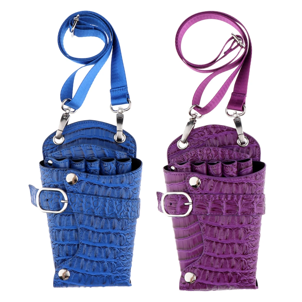 PU Hairdressing Scissors Shears Combs Cutting Tools Holster Bag Pouch with Crocodile Print