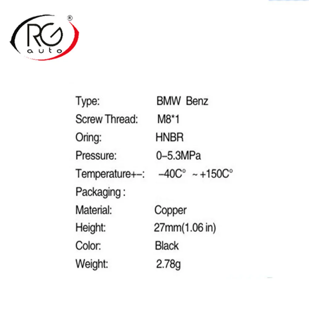 M8*1 27mm HNBR R12 R134a Car Air-Conditioning Copper Valve Core High Side For BMW Benz Stem Needle
