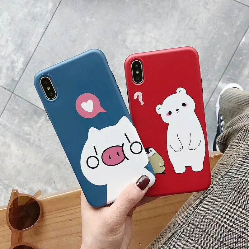 Kuutti мягкий милый медведь красный синий силиконовый чехол для телефона iphone 6S 7 8 Plus