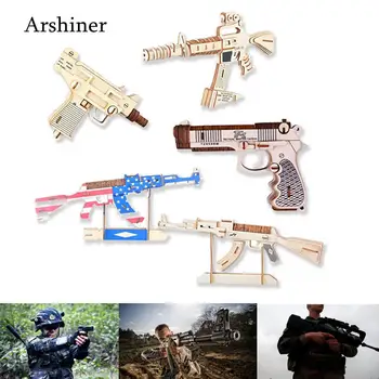

Kit of Gun Revolver friendly Puzzle DIY 3D Christmas Toy eco Made Educational Children Casual Gifts Puzzles wood Model